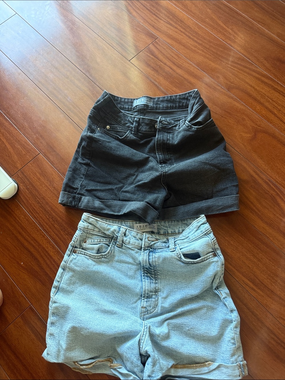2 pack- black and blue denim shorts